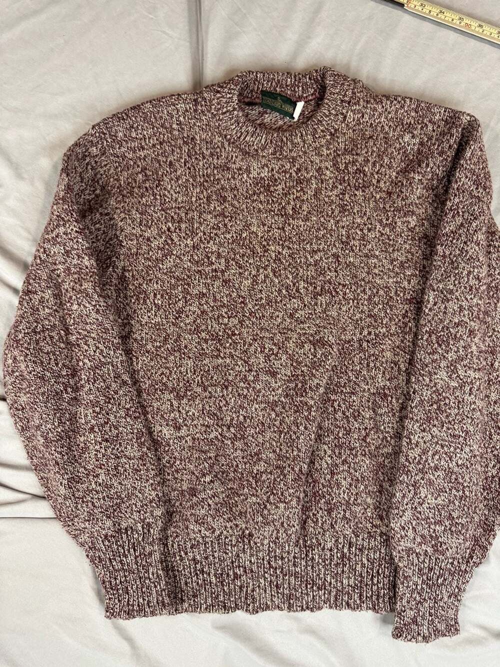 Boundary Waters Marled Turtleneck Pullover Size Large Burgundy Brown Wool Blend